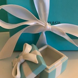 Tiffany & Co Blue Box Porcelain Trinket Box for Rings, Jewelry, Home Decor